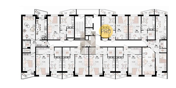 1-комн. квартира, 37.64 м², ЖК Дом на Луговой (№133353)