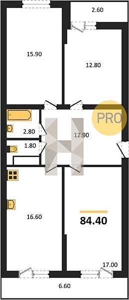 Продается 3-комн. квартира, 84.4 м², ЖК Сармат, 