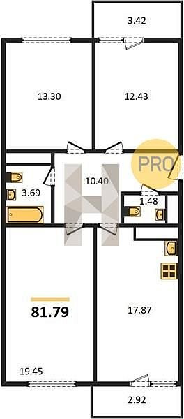 Продается 3-комн. квартира, 81.79 м², ЖК Сердце, 