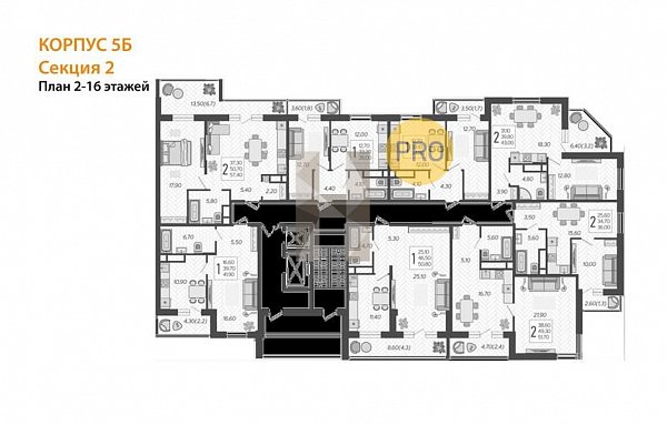 1-комн. квартира, 57.4 м², ЖК Зеленодар (№132969)
