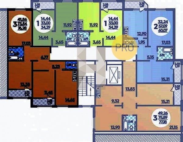 3-комн. квартира, 77.18 м², ЖК Молодежный-2 (№133237)