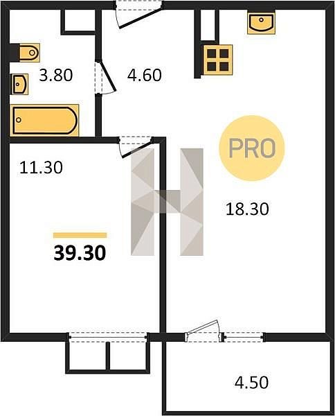 Продается 1-комн. квартира, 39.3 м², ЖК Отражение, 