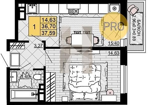 Продается 1-комн. квартира, 37.59 м², ЖК Дружба, 