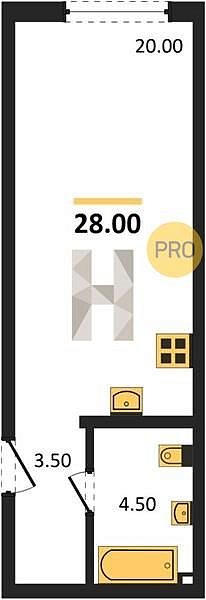 Продается Студия, 28 м², ЖК Догма Парк, 