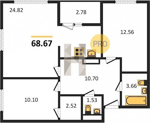 Продается 2-комн. квартира, 68.67 м², ЖК Событие, 