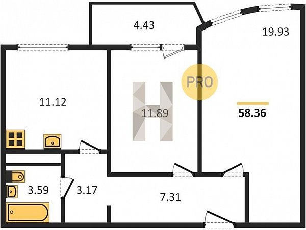 Продается 2-комн. квартира, 58.36 м², ЖК Режиссёр, 