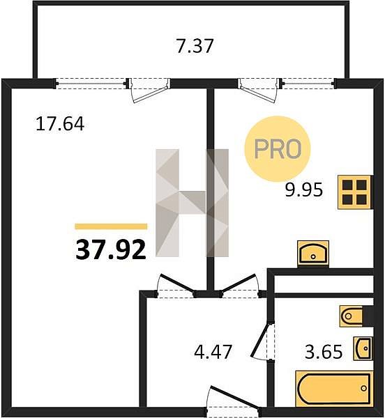 Продается 1-комн. квартира, 37.92 м², ЖК Режиссёр, 