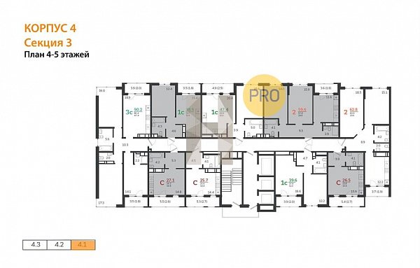 Студия, 27.1 м², ЖК Все Свои (№132211)