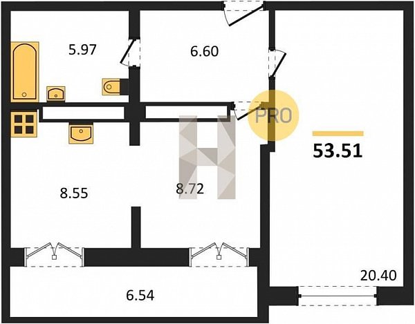 Продается 2-комн. квартира, 53.51 м², ЖК Гулливер, 