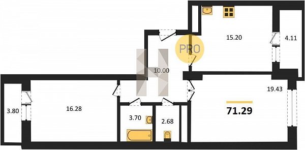 Продается 2-комн. квартира, 71.29 м², ЖК AVrorA, 