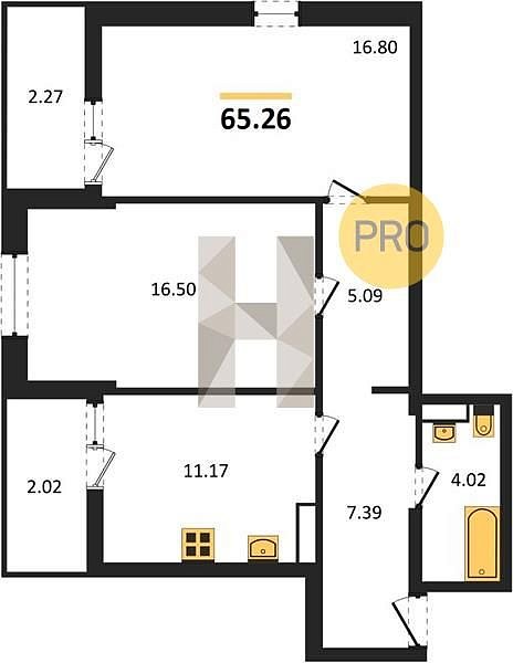 Продается 2-комн. квартира, 65.26 м², ЖК Белые Росы, 