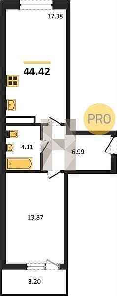 Продается 1-комн. квартира, 44.42 м², ЖК Архитектор, 