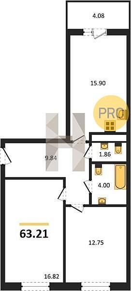 Продается 2-комн. квартира, 63.21 м², ЖК Теплые Края, 