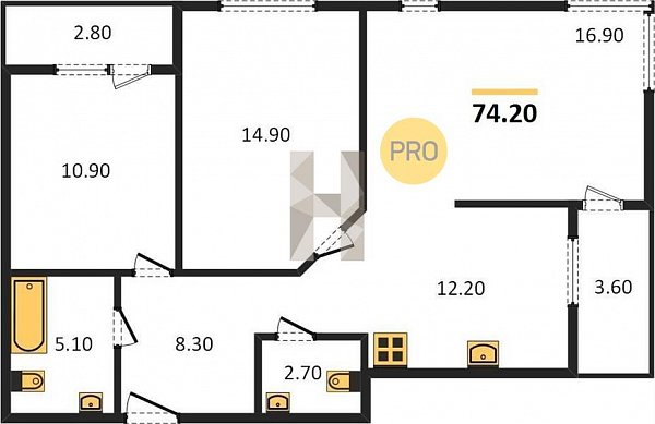 Продается 3-комн. квартира, 74.2 м², ЖК Самолет-4, 