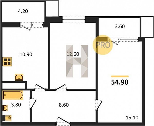 Продается 2-комн. квартира, 54.9 м², ЖК Родной Дом-5, 