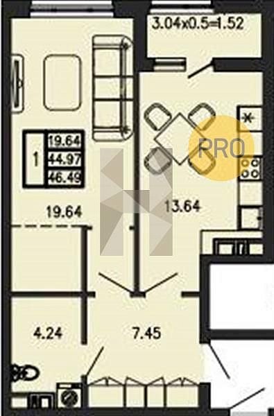 Продается 1-комн. квартира, 46.49 м², ЖК Суворов, 