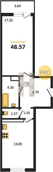 Продается 1-комн. квартира, 48.57 м², ЖК Тихорецк, 
