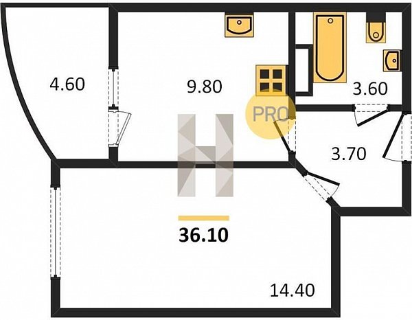Продается 1-комн. квартира, 36.1 м², ЖК Самолет-4, 