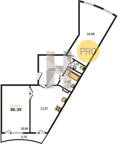 Продается 2-комн. квартира, 86.39 м², ЖК Радонеж, 