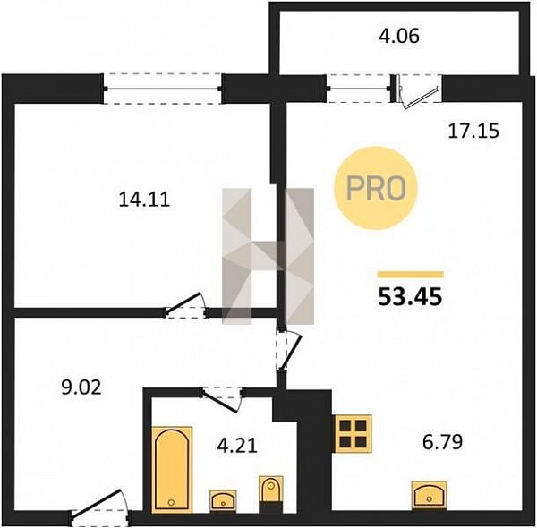 Продается 1-комн. квартира, 53.45 м², ЖК Левада, 